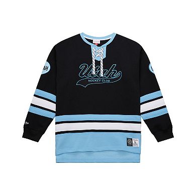 Men's Mitchell & Ness Black Utah Hockey Club Heritage Lace-Up Pullover Sweatshirt