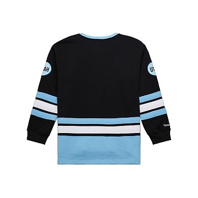 Men's Mitchell & Ness Black Utah Hockey Club Heritage Lace-Up Pullover Sweatshirt
