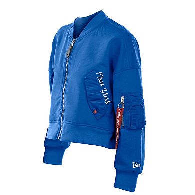 Women's New Era x Alpha Industries Royal New York Mets Cropped Full-Zip Jacket
