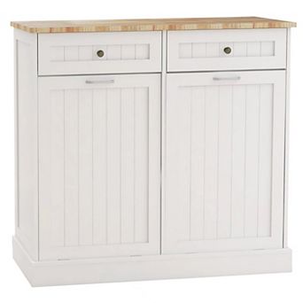 39.37 in.Wx13.78 in.Dx35.34 in.H Ready to Assemble Trash Can Kitchen Cabinet in White with 2 Drawers