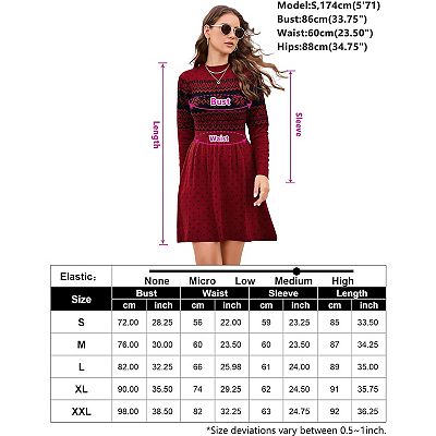 christmas sweater dress kohls Womens Christmas Dress Long Sleeve Ugly Sweater Dress Pullover Holiday Knit  Jumper Knit Sweater