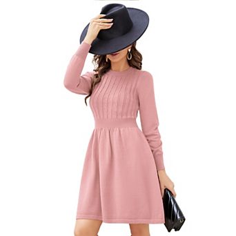 Women's Christmas Sweater Dress Long Sleeve Crewneck High Waist A-Line Cute Knitted Ugly Mini Dress