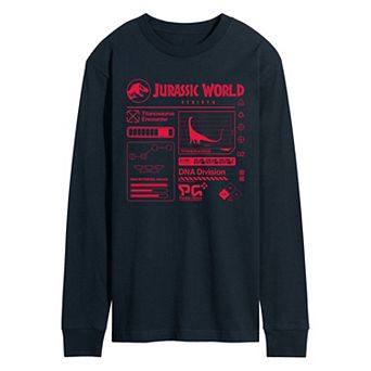 Men's Jurassic World Rebirth Schematic Long Sleeve Graphic Tee