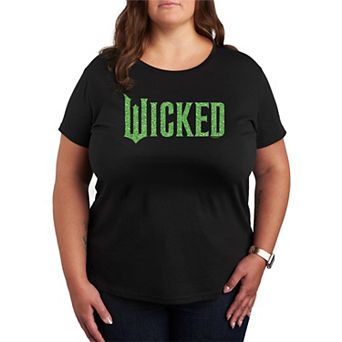 Plus Size Wicked Green Glitter Logo Graphic Tee