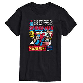 Men's Marvel Spider-Man Retro Comic Book Cover Graphic Tee