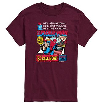 Men's Marvel Spider-Man Retro Comic Book Cover Graphic Tee