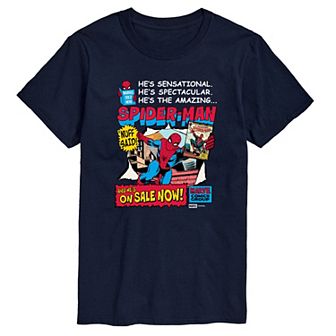 Men's Marvel Spider-Man Retro Comic Book Cover Graphic Tee