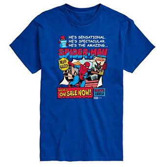 Men's Marvel Spider-Man Retro Comic Book Cover Graphic Tee