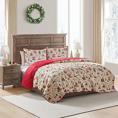Hallmark Multi Christmas Village Holiday Quilt Set