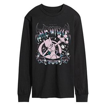 Men's Pokémon Mewtwo Grunge Long Sleeve Graphic Tee