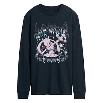 Men's Pokémon Mewtwo Grunge Long Sleeve Graphic Tee