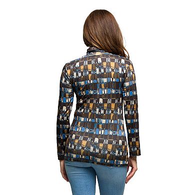 Women's 24Seven Comfort Apparel Mock Neck Long Sleeve Printed Top