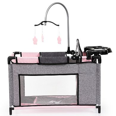 Bayer Multi-Bed Doll Playpen Accessory with Highchair & Mobile