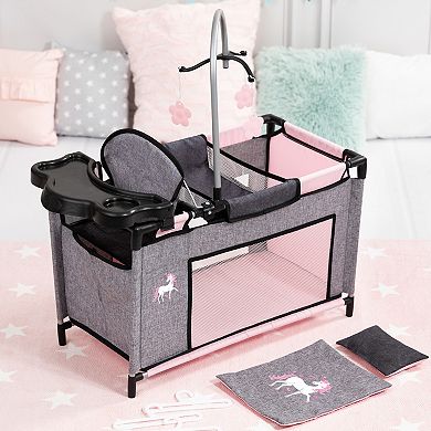 Bayer Multi-Bed Doll Playpen Accessory with Highchair & Mobile