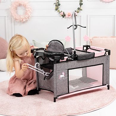 Bayer Multi-Bed Doll Playpen Accessory with Highchair & Mobile