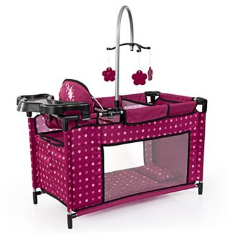 Bayer Multi-Bed Doll Playpen Accessory with Highchair & Mobile