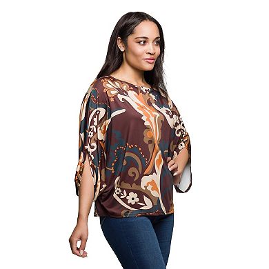 Women's 24Seven Comfort Apparel Paisley Print Dolman Sleeve Top