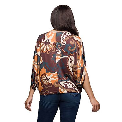 Women's 24Seven Comfort Apparel Paisley Print Dolman Sleeve Top