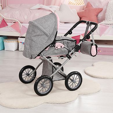 Bayer City Star Doll Pram 2-In-1 Pushchair & Stroller with Adjustable Handle