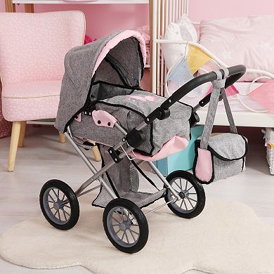Bayer City Star Doll Pram 2-In-1 Pushchair & Stroller with Adjustable Handle