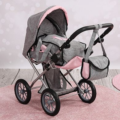 Bayer City Star Doll Pram 2-In-1 Pushchair & Stroller with Adjustable Handle