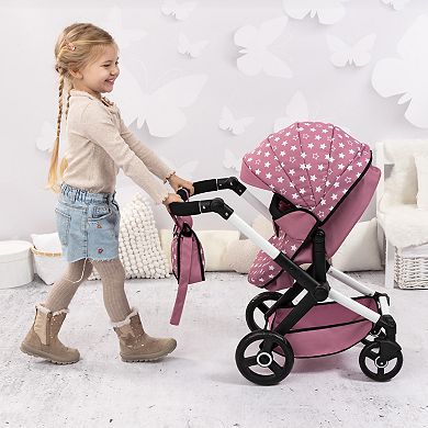 Bayer Doll Pram 2-In-1 Pushchair & Stroller with Adjustable Handle & Swivel Wheels