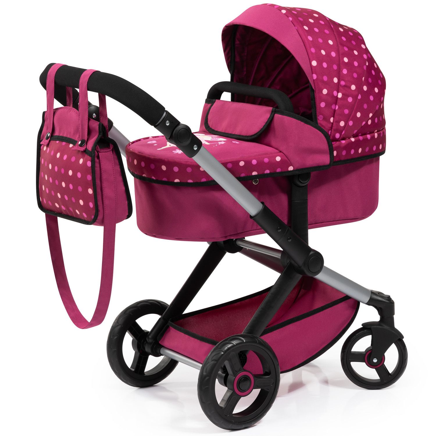 Bayer Doll Pram 2-In-1 Pushchair & Stroller with Adjustable Handle & Swivel Wheels