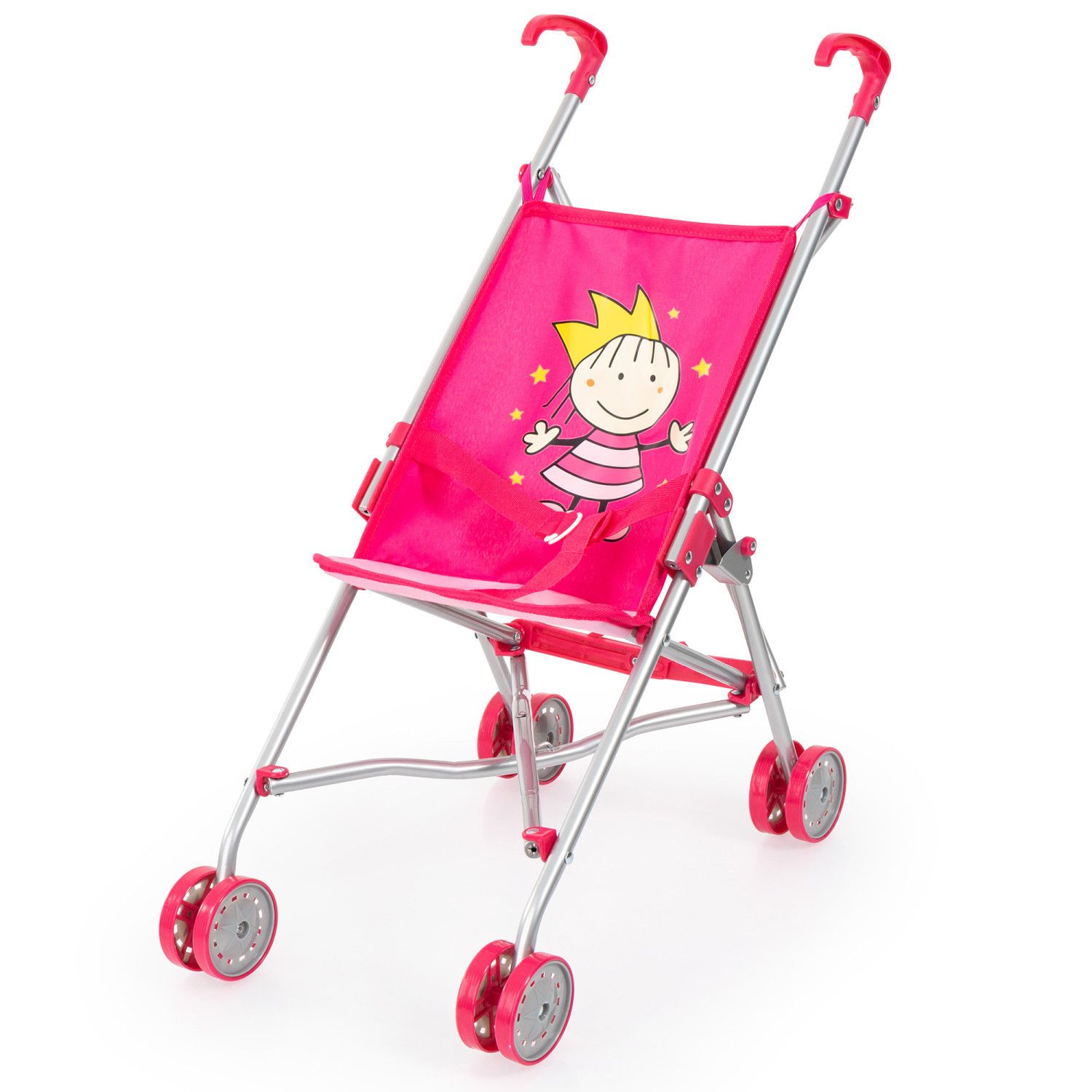 Детские аксессуары для кукол Bayer Doll Buggy Play Umbrella Stroller With Quick-Fold & Dual Wheels, цвет: Розовый