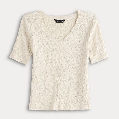Women's Simply Vera Vera Wang V-Neck Short Sleeve Pucker Top