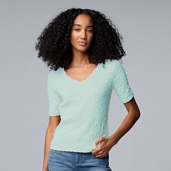 Women's Simply Vera Vera Wang V-Neck Short Sleeve Pucker Top