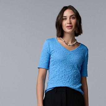 Women's Simply Vera Vera Wang V-Neck Short Sleeve Pucker Top