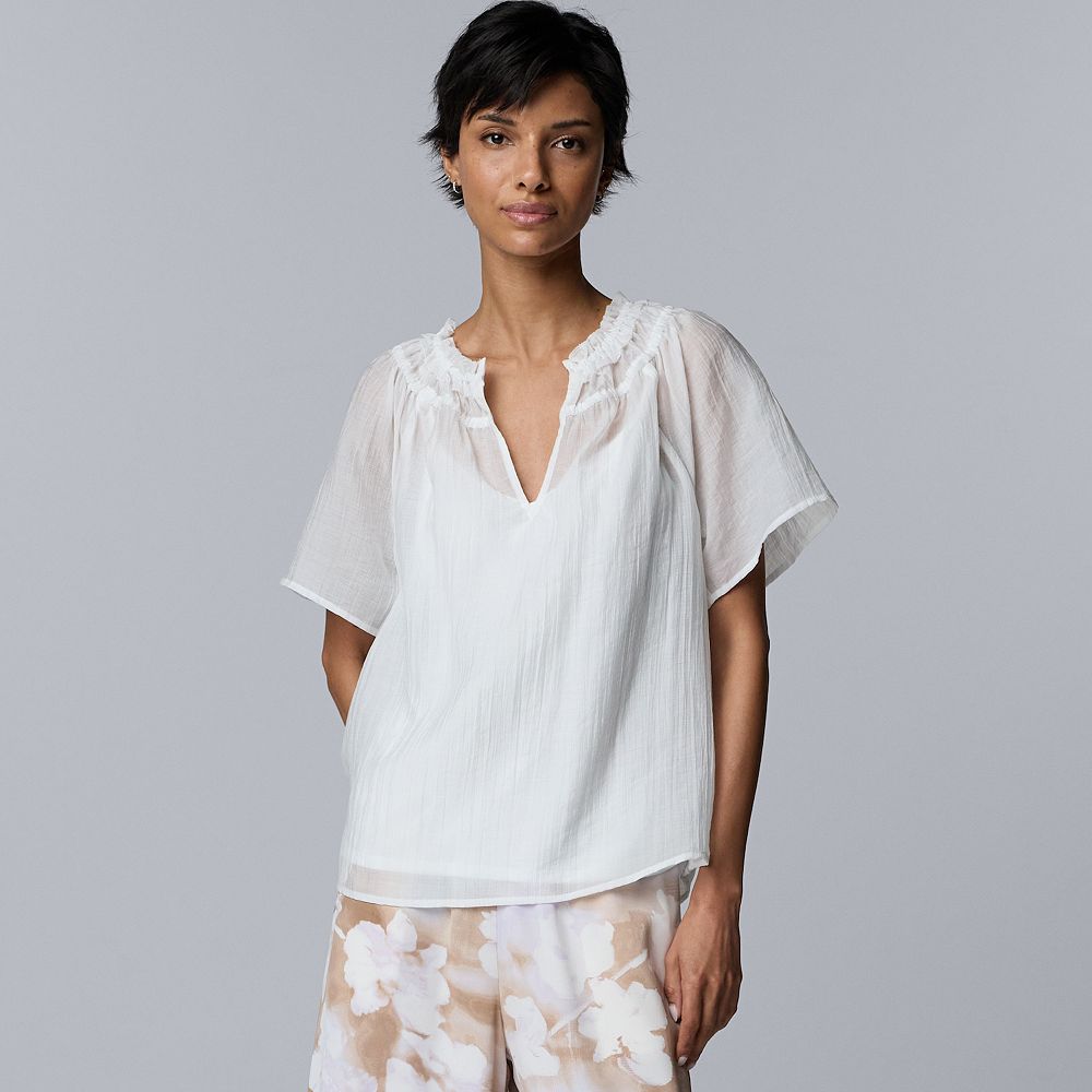 Women's Simply Vera Vera Wang Flutter Sleeve Blouse