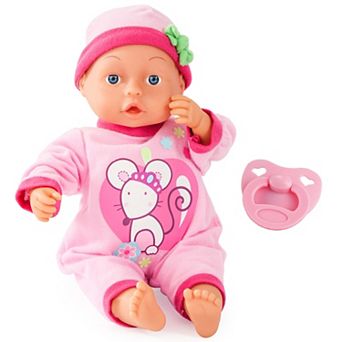 Bayer First Words Baby Doll Interactive Mouse with Pacifier & Cap