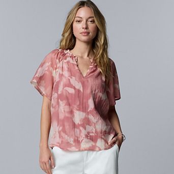 Petite Simply Vera Vera Wang Flutter Sleeve Blouse