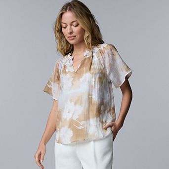 Petite Simply Vera Vera Wang Flutter Sleeve Blouse