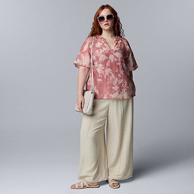 Plus Size Simply Vera Vera Wang Flutter Sleeve Blouse