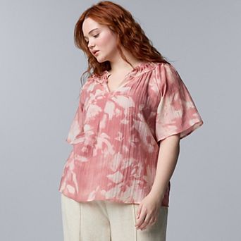 Plus Size Simply Vera Vera Wang Flutter Sleeve Blouse
