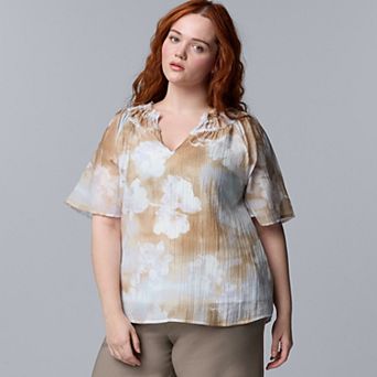 Plus Size Simply Vera Vera Wang Flutter Sleeve Blouse