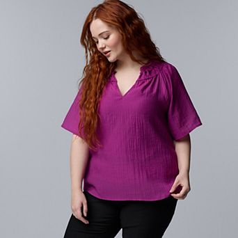 Plus Size Simply Vera Vera Wang Flutter Sleeve Blouse