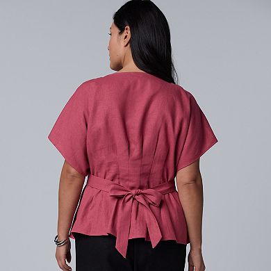 Plus Size Simply Vera Vera Wang Tie Waist Blouse