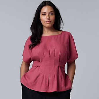Plus Size Simply Vera Vera Wang Tie Waist Blouse
