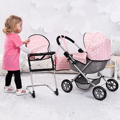 Bayer 3-pc. Doll Accessory Set with Folding Pram, Highchair & Shoulder Bag