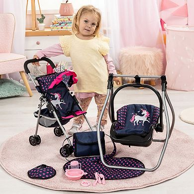 Bayer 11-pc. Stroller Set with Swing, Bag, Changing Mat & Feeding Accessories for Dolls