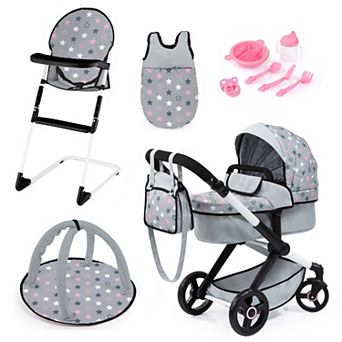 Bayer 11 pc Doll Accessories Set with Pram, High Chair, Play Gym & Handbag