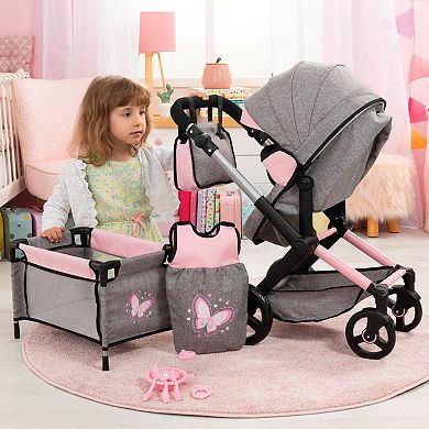 Bayer 10-pc. Pram, Bed, Handbag, Feeding & Care Accessories for Dolls Set
