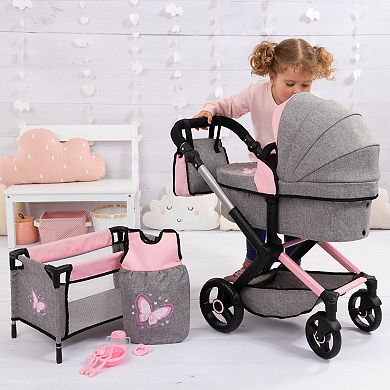 Bayer 10-pc. Pram, Bed, Handbag, Feeding & Care Accessories for Dolls Set