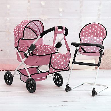 Bayer 3-pc. Folding Pram, Highchair & Shoulder Bag Accessory Set for Dolls