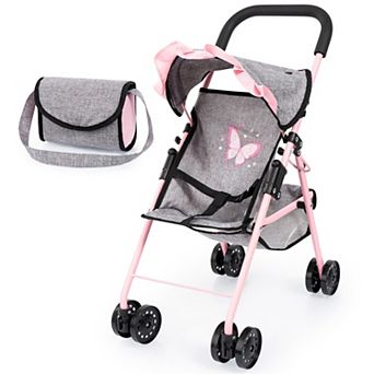 Bayer Doll Buggy With Handbag & Sunshade, Folding Play Stroller For Dolls Set