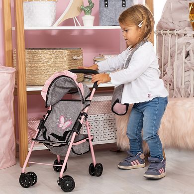 Bayer Doll Buggy With Handbag & Sunshade, Folding Play Stroller For Dolls Set