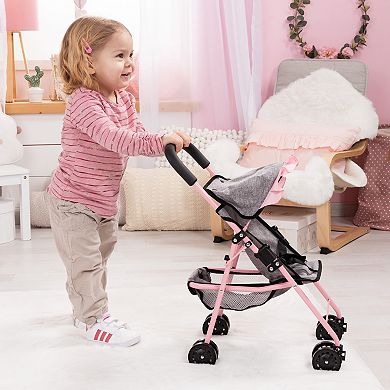 Bayer Doll Buggy With Handbag & Sunshade, Folding Play Stroller For Dolls Set